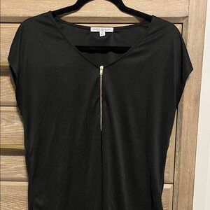 Green Envelope Black Top with Gold Zipper Size M